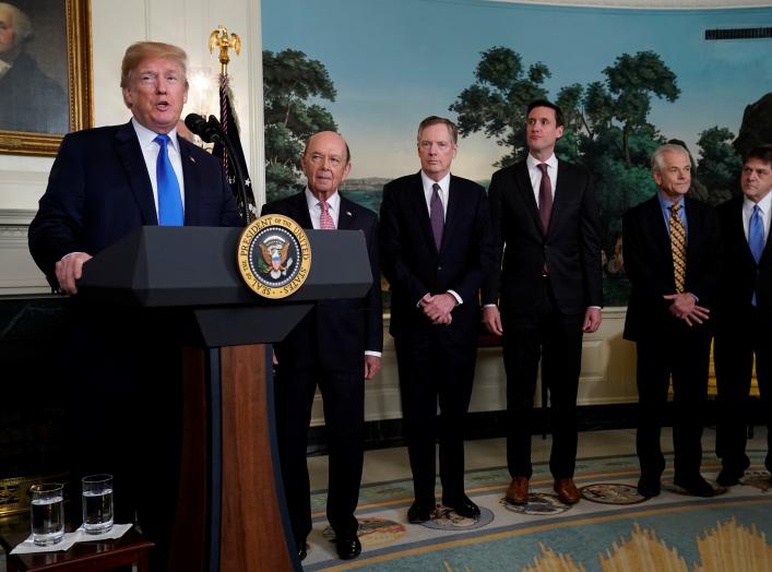 U.S. President Donald Trump delivers remarks before signing a memorandum on intellectual property tariffs on high-tech goods from China, at the White House in Washington, U.S. March 22, 2018. REUTERS/Jonathan Ernst