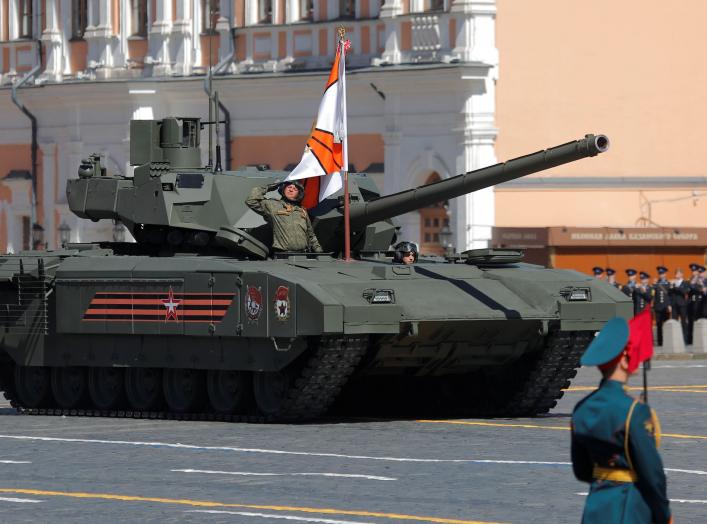 Russian servicemen drive a T-14 Armata tank during the Victory Day parade, marking the 73rd anniversary of the victory over Nazi Germany in World War Two, at Red Square in Moscow, Russia May 9, 2018. REUTERS/Maxim Shemetov