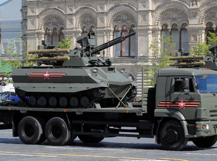 A Russian Uran-9 unmanned armoured reconnaissance and infantry support vehicle is seen during the Victory Day parade, marking the 73rd anniversary of the victory over Nazi Germany in World War Two, at Red Square in Moscow, Russia May 9, 2018. REUTERS/Maxi