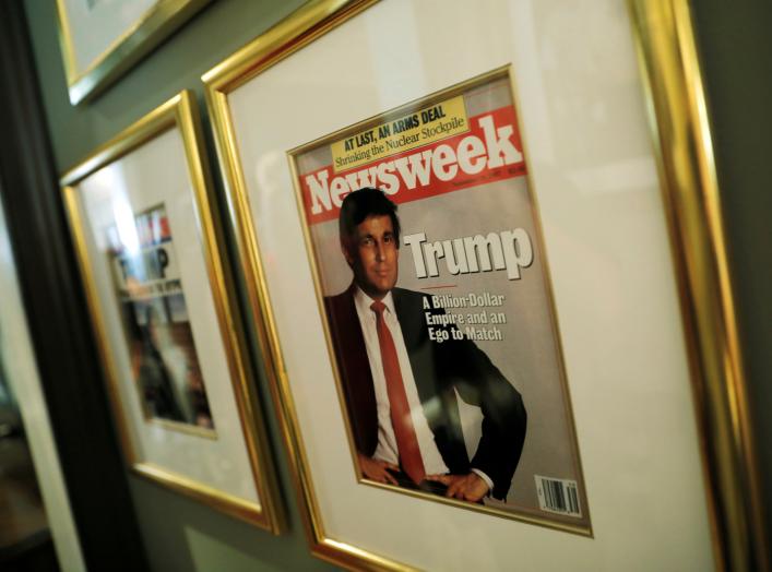 A framed Newsweek magazine cover of U.S. President Donald Trump hangs on the wall of the Trump National Golf Club Bedminster clubhouse in Berkeley Heights, New Jersey, U.S., August 9, 2018. REUTERS/Carlos Barria