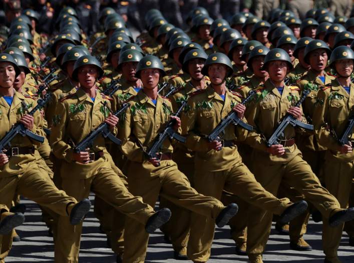 Soldiers march during a military parade marking the 70th anniversary of North Korea's foundation in Pyongyang, North Korea, September 9, 2018. REUTERS/Danish Siddiqui