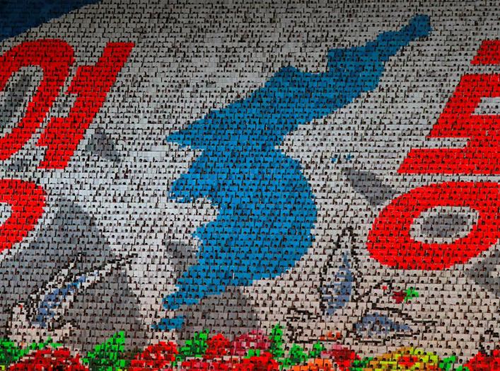 Participants form a map of Korean peninsula at Mass Games in May Day stadium marking the 70th anniversary of North Korea's foundation in Pyongyang, North Korea, September 9, 2018. Picture taken September 9, 2018. REUTERS/Danish Siddiqui