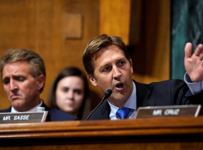 Sen. Ben Sasse questions Supreme Court nominee Brett Kavanaugh as he testifies before the Senate Judiciary Committee on Capitol Hill in Washington, DC, U.S., September 27, 2018. Andrew Harnik/Pool via REUTERS