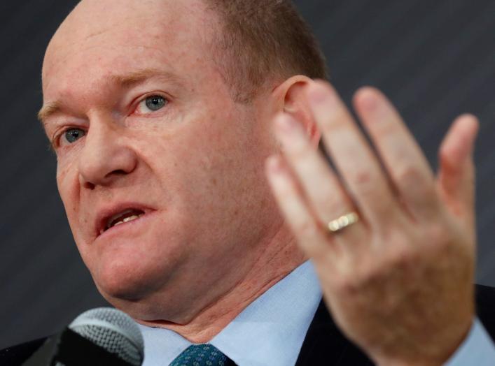 U.S. Senator Chris Coons (D-DE) discusses "Can our Democracy Survive?" during The Atlantic and the Aspen Institute's 2018 Atlantic Festival in Washington, U.S., October 2, 2018. REUTERS/Kevin Lamarque