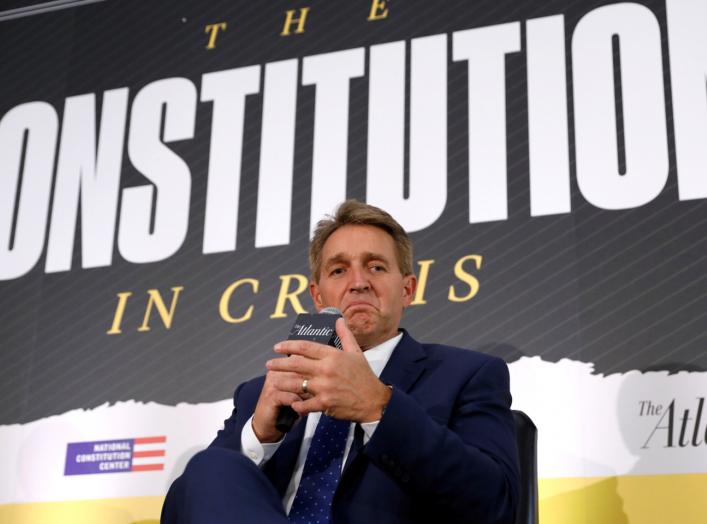 U.S. Senator Jeff Flake (R-AZ) takes part in a discussion "Can our Democracy Survive?" at The Atlantic and the Aspen Institute's 2018 Atlantic Festival in Washington, U.S., October 2, 2018. REUTERS/Kevin Lamarque TPX IMAGES OF THE DAY