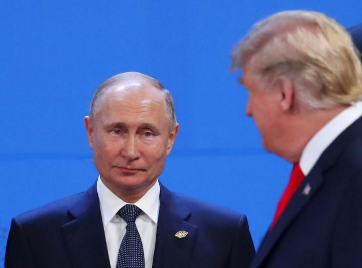 U.S. President Donald Trump and Russia's President Vladimir Putin are seen during the G20 leaders summit in Buenos Aires, Argentina November 30, 2018. REUTERS/Marcos Brindicci