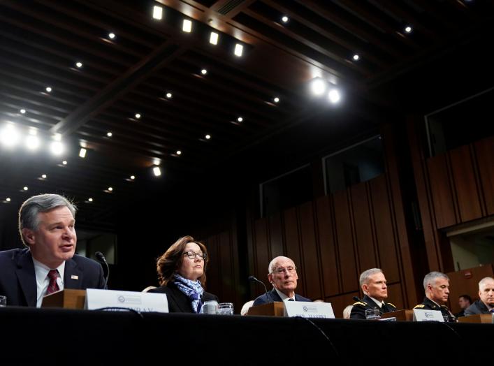 Senate Intelligence Committee hearing about "worldwide threats" on Capitol Hill in Washington, U.S., January 29, 2019. REUTERS/Joshua Roberts