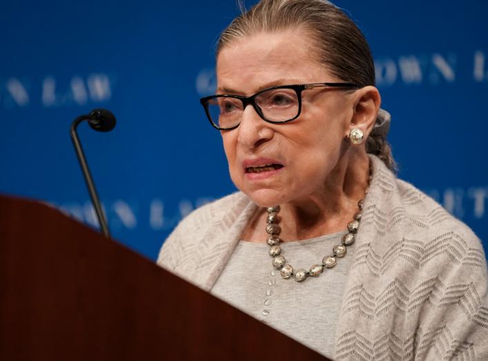 U.S. Supreme Court Justice Ruth Bader Ginsburg delivers remarks during a discussion hosted by the Georgetown University Law Center in Washington, D.C., U.S., September 12, 2019. REUTERS/Sarah Silbiger.