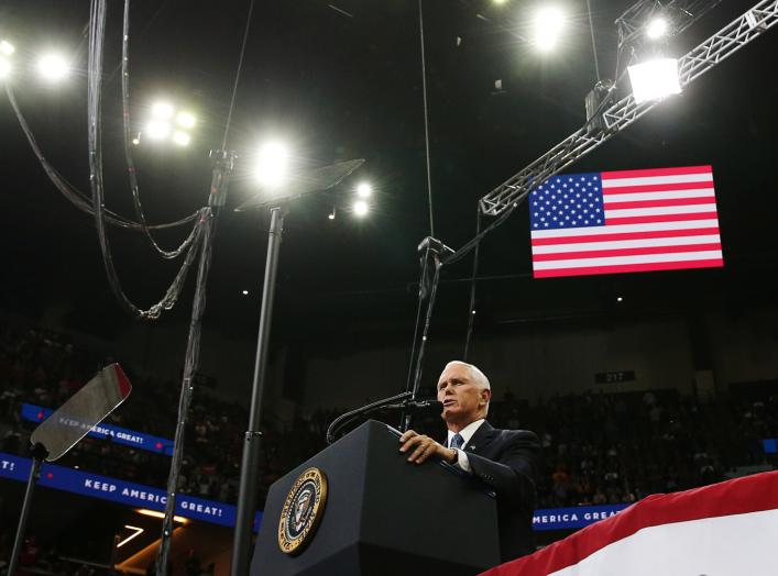 U.S. Vice President Mike Pence speaks at a campaign rally held by U.S. President Donald Trump in Minneapolis, Minnesota, U.S., October 10, 2019. REUTERS/Leah Millis