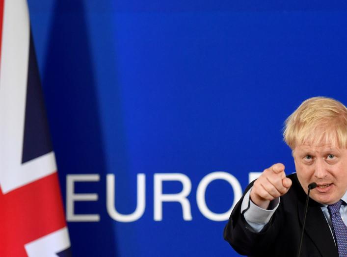 Britain's Prime Minister Boris Johnson gestures during a news conference at the European Union leaders summit dominated by Brexit, in Brussels, Belgium October 17, 2019. REUTERS/Toby Melville