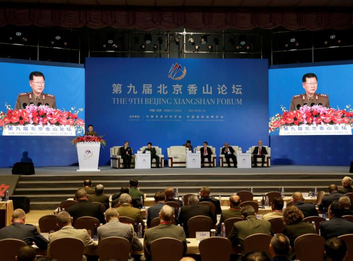 North Korea's Vice Minister of the People's Armed Forces Kim Hyong Ryong speaks at the Xiangshan Forum in Beijing, China October 21, 2019. REUTERS/Jason Lee