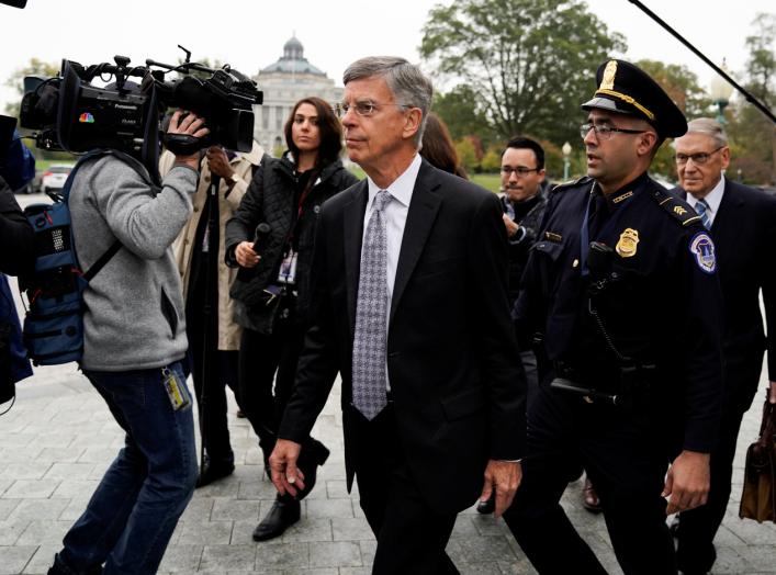 Acting U.S. ambassador to Ukraine Bill Taylor arrives to testify at a closed-door deposition as part of the U.S. House of Representatives impeachment inquiry led by the House Intelligence, House Foreign Affairs and House Oversight and Reform Committees