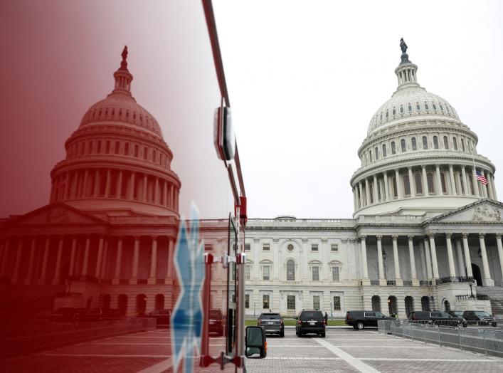 The U.S. Capitol is seen reflected on an ambulance on Capitol Hill in Washington, U.S., October 22, 2019. REUTERS/Tom Brenner