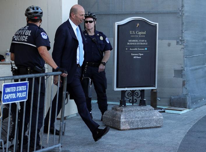 U.S. Ambassador to the European Union Gordon Sondland departs after testifying at a closed-door deposition as part of the U.S. House of Representatives impeachment inquiry into U.S. President Trump