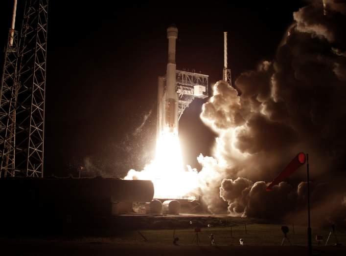 The Boeing CST-100 Starliner spacecraft, atop a ULA Atlas V rocket, lifts off for an uncrewed Orbital Flight Test to the International Space Station from launch complex 40 at the Cape Canaveral Air Force Station in Cape Canaveral, Florida December 20, 201