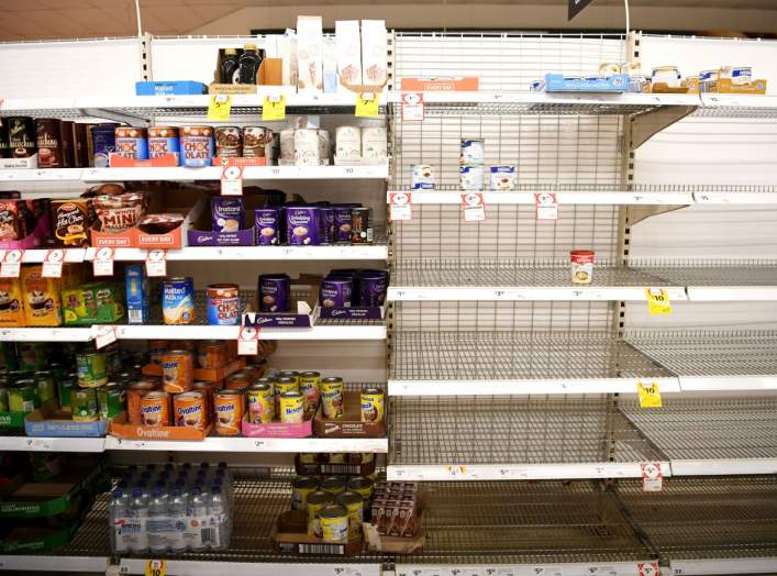 Long-life milk supplies run out at a supermarket which has power in Batemans Bay, NSW, Australia January 5, 2020. REUTERS/Tracey Nearmy