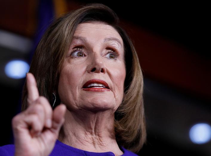 U.S. Speaker of the House Nancy Pelosi (D-CA) speaks ahead of a House vote on a War Powers Resolution amid the stalemate surrounding the impeachment of U.S. President Donald Trump, as she addresses her weekly news conference at the U.S. Capitol