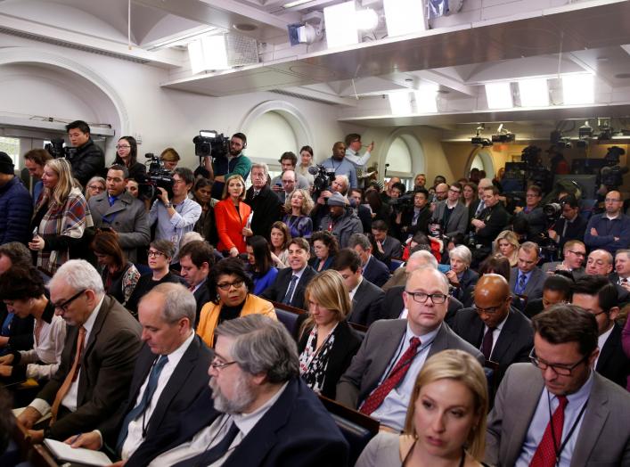 Journalists wait for U.S. President Barack Obama to start his annual year-end news conference at the White House in Washington, U.S., December 16, 2016. REUTERS/Jonathan Ernst