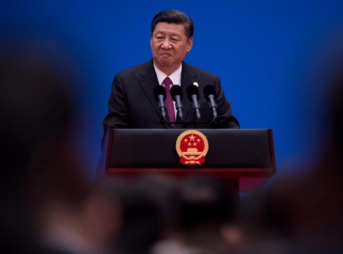 Chinese President Xi Jinping speaks during a briefing on the final day of the Belt and Road Forum, at the Yanqi Lake International Conference Center, north of Beijing, China May 15, 2017. REUTERS/Nicolas Asfouri/Pool