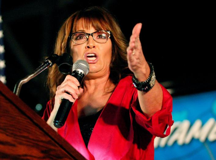 Former vice-presidential candidate Sarah Palin speaks while campaigning for U.S. Senate candidate Judge Roy Moore at the Historic Union Station Train Shed in Montgomery, Alabama, U.S., September 21, 2017. REUTERS/Tami Chappell