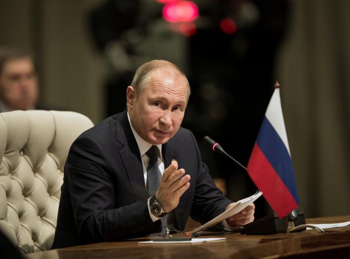 Russia's President Vladimir Putin speaks during the BRICS Summit in Johannesburg, South Africa, July 26, 2018. Gulshan Khan/Pool via REUTERS