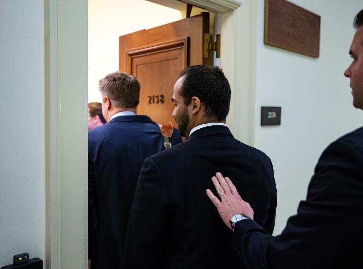 Former Trump campaign aide George Papadopoulos arrives to give a voluntary, transcribed interview behind closed doors before House Oversight and Judiciary Committee, on Capitol Hill, in Washington, U.S., October 25, 2018. REUTERS/Al Drago