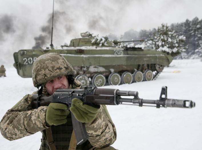 An Ukrainian Army reservist takes part in military exercises at the Ukrainian Army training centre "Desna" in Chernihiv region, Ukraine December 19, 2018. REUTERS/Valentyn Ogirenko