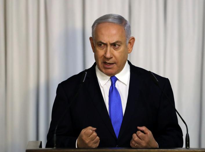 Israeli Prime Minister Benjamin Netanyahu gives a statement to the media in Tel Aviv, Israel February 21, 2019 REUTERS/ Ammar Awad