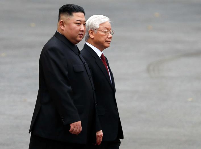 North Korea's leader Kim Jong Un attends a welcoming ceremony at the Presidential Palace in Hanoi, Vietnam March 1, 2019. REUTERS/Kham/Pool