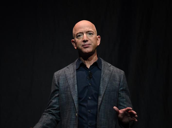 Founder, Chairman, CEO and President of Amazon Jeff Bezos speaks during an event about Blue Origin's space exploration plans in Washington, U.S., May 9, 2019. REUTERS/Clodagh Kilcoyne