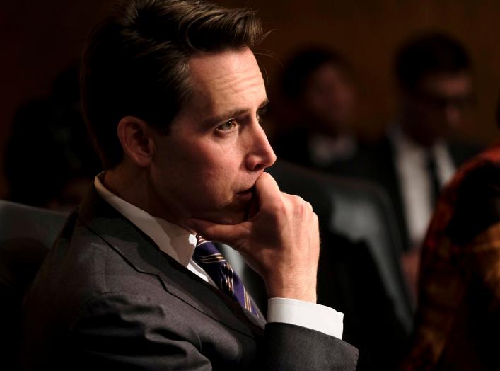 U.S. Senator Josh Hawley (R-MO) listens as acting Homeland Security Secretary Kevin McAleenan testifies before the Senate Homeland Security and Governmental Affairs Committee in Washington, U.S., May 23, 2019. REUTERS/James Lawler Duggan