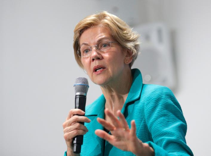 U.S. Senator and democratic presidential candidate Elizabeth Warren speaks during a campaign event in New York City, U.S. September 17, 2019. REUTERS/Brendan McDermid