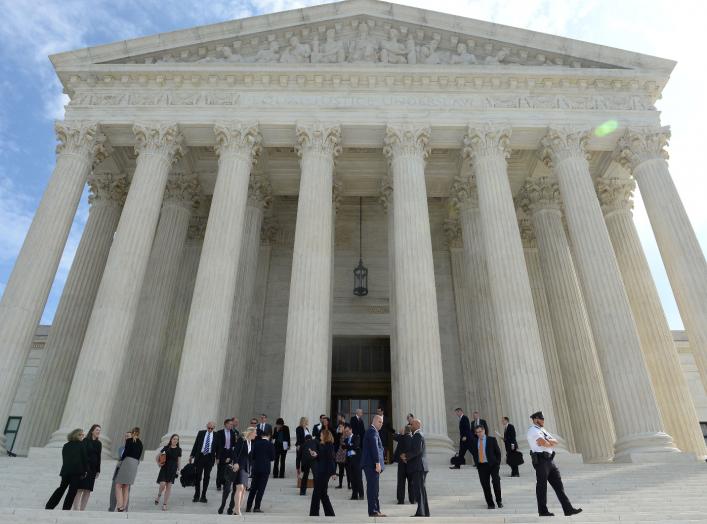 People leave the Supreme Court after it resumed hearing oral arguments at the start of its new term in Washington, U.S., October 7, 2019. REUTERS/Mary F. Calvert