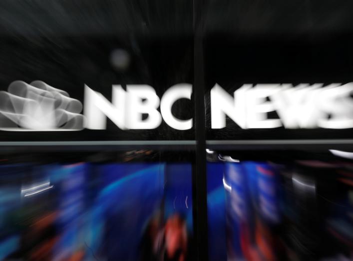 An NBC News sign and logo are seen outside the NBC News Today Show studios at Rockefeller Center in New York City, New York, U.S., October 9, 2019. Picture taken with zoom lens. REUTERS/Mike Segar