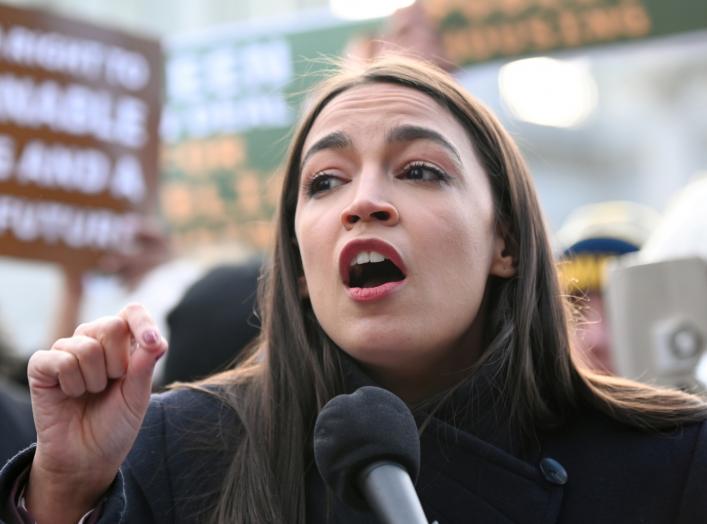 Rep. Alexandria Ocasio-Cortez announces introduction of public housing legislation as part of the Green New Deal in Washington, U.S. November 14, 2019. REUTERS/Erin Scott