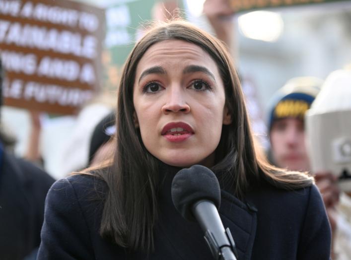 Rep. Alexandria Ocasio-Cortez announces introduction of public housing legislation as part of the Green New Deal in Washington, U.S. November 14, 2019. REUTERS/Erin Scott