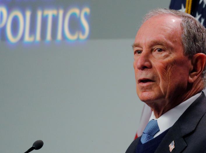 Former New York City Mayor and possible 2020 Democratic presidential candidate Michael Bloomberg speaks at the Institute of Politics at Saint Anselm College in Manchester, New Hampshire, U.S., January 29, 2019. REUTERS/Brian Snyder