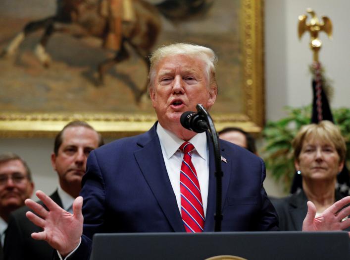 U.S. President Donald Trump delivers remarks on honesty and transparency in healthcare prices inside the Roosevelt Room at the White House in Washington, U.S., November 15, 2019. REUTERS/Tom Brenner