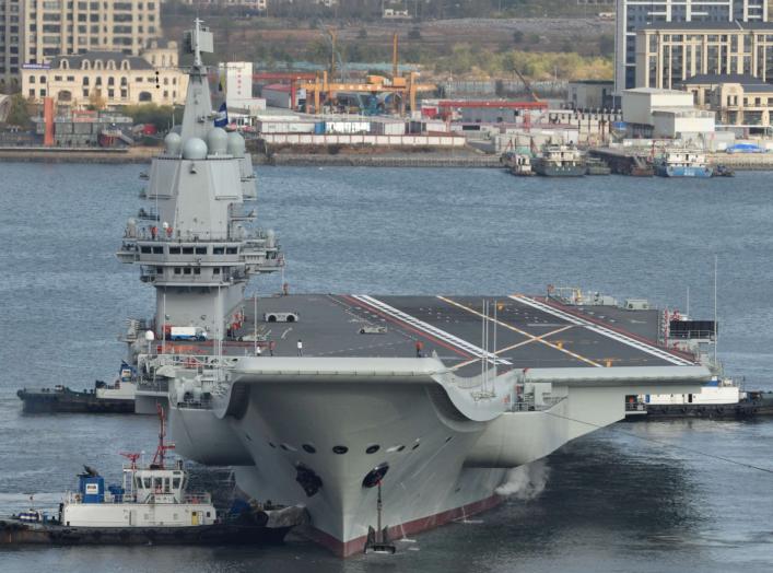 China's first domestically built aircraft carrier departs the port for its ninth sea trial in Dalian, Liaoning province, China November 14, 2019. Picture taken November 14, 2019. REUTERS/Stringer