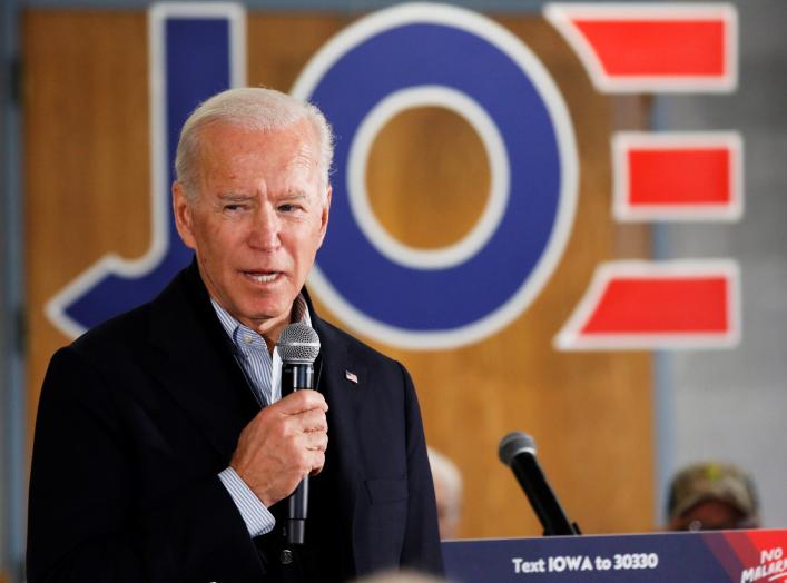 Democratic 2020 U.S. presidential candidate and former U.S. Vice President Joe Biden speaks during a meeting at Chickasaw Event Center in New Hampton, Iowa, U.S., December 5, 2019. REUTERS/Shannon Stapleton