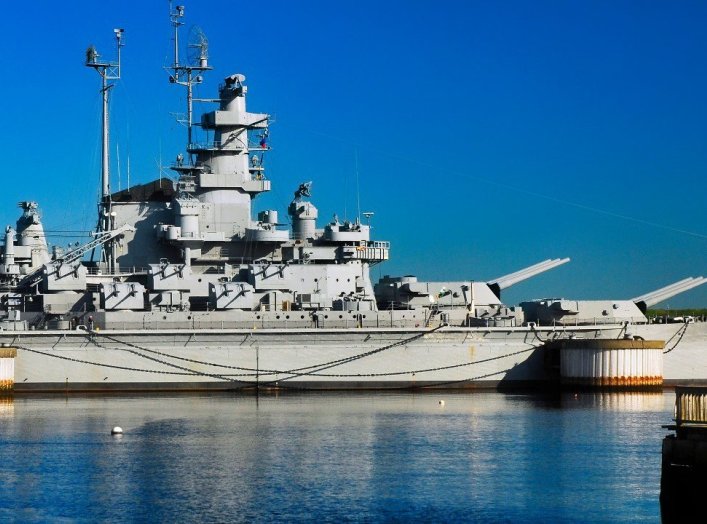 U.S. Navy Battleship at Dock