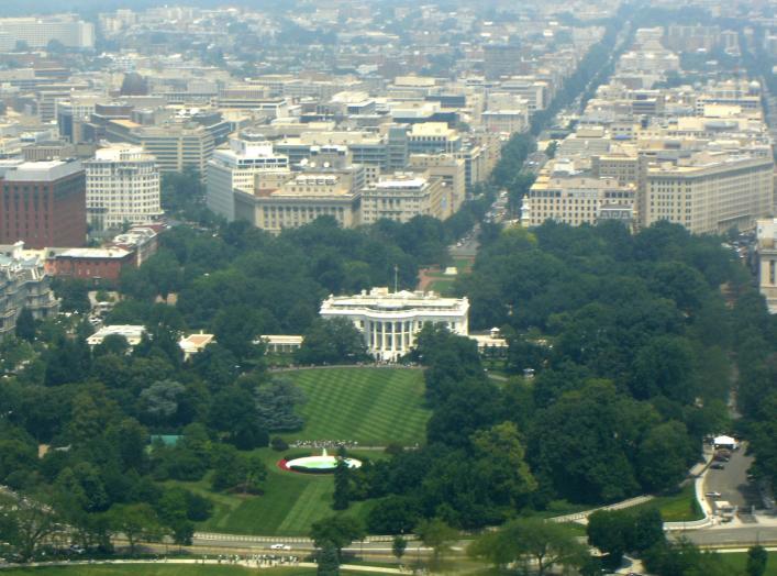 The White House as viewed from the Washington Monument. 15 July 2006. Nilington.
