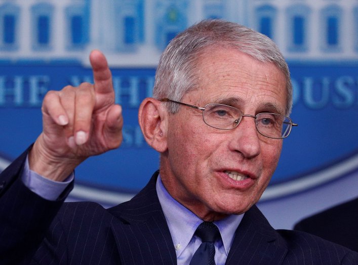 Dr. Anthony Fauci, director of the National Institute of Allergy and Infectious Diseases, addresses the daily coronavirus response briefing at the White House in Washington, U.S., April 1, 2020. REUTERS/Tom Brenner