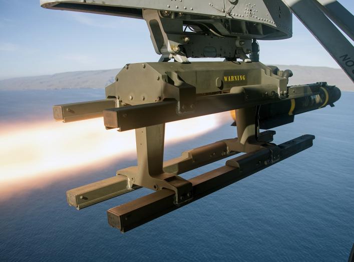 An AGM-114B Hellfire missile is launched from an MH-60S Seahawk helicopter, attached to Helicopter Sea Combat Squadron Eight (HSC-8), during a live fire exercise in San Clemente, Calif., Feb. 4, 2015. HSC-8 provides vertical lift Search and Rescue, Logist