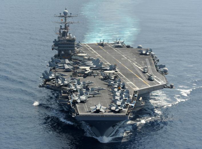 The Nimitz-class aircraft carrier USS Abraham Lincoln (CVN 72) transits the Indian Ocean.