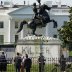 The word "Killer" is seen on the statue of U.S. President Andrew Jackson across from the White House a day after racial inequality protesters attempted to tear down the statue in Washington, D.C., U.S., June 23, 2020. REUTERS/Kevin Lamarque