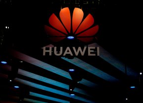 A Huawei logo is pictured during the media day for the Shanghai auto show in Shanghai, China April 16, 2019. REUTERS/Aly Song