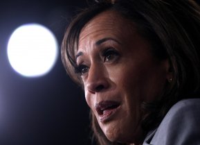 Democratic presidential candidate Senator Kamala Harris is interviewed in the spin room after the conclusion of the fifth 2020 campaign debate at the Tyler Perry Studios in Atlanta, Georgia, U.S., November 20, 2019. REUTERS/Christopher Aluka Berry